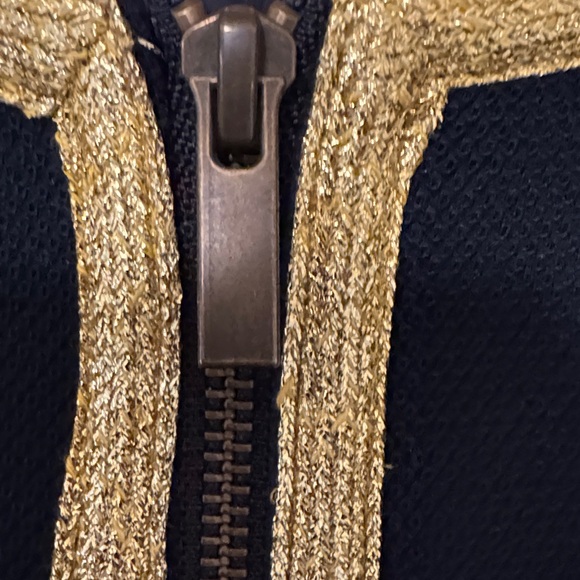 Banana Republic Dark Navy cotton blend blazer 14 gold metallic trim. Gorgeous - Picture 3 of 4